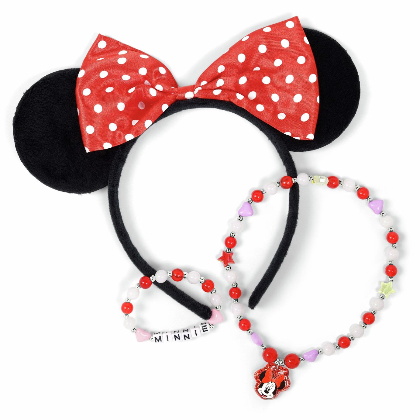 Minnie Mouse Kids Headband, Beaded Necklace and Bracelet Set