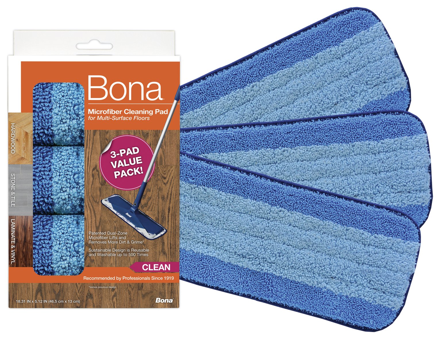Bona Microfibre Cleaning Pad - Pack of 3