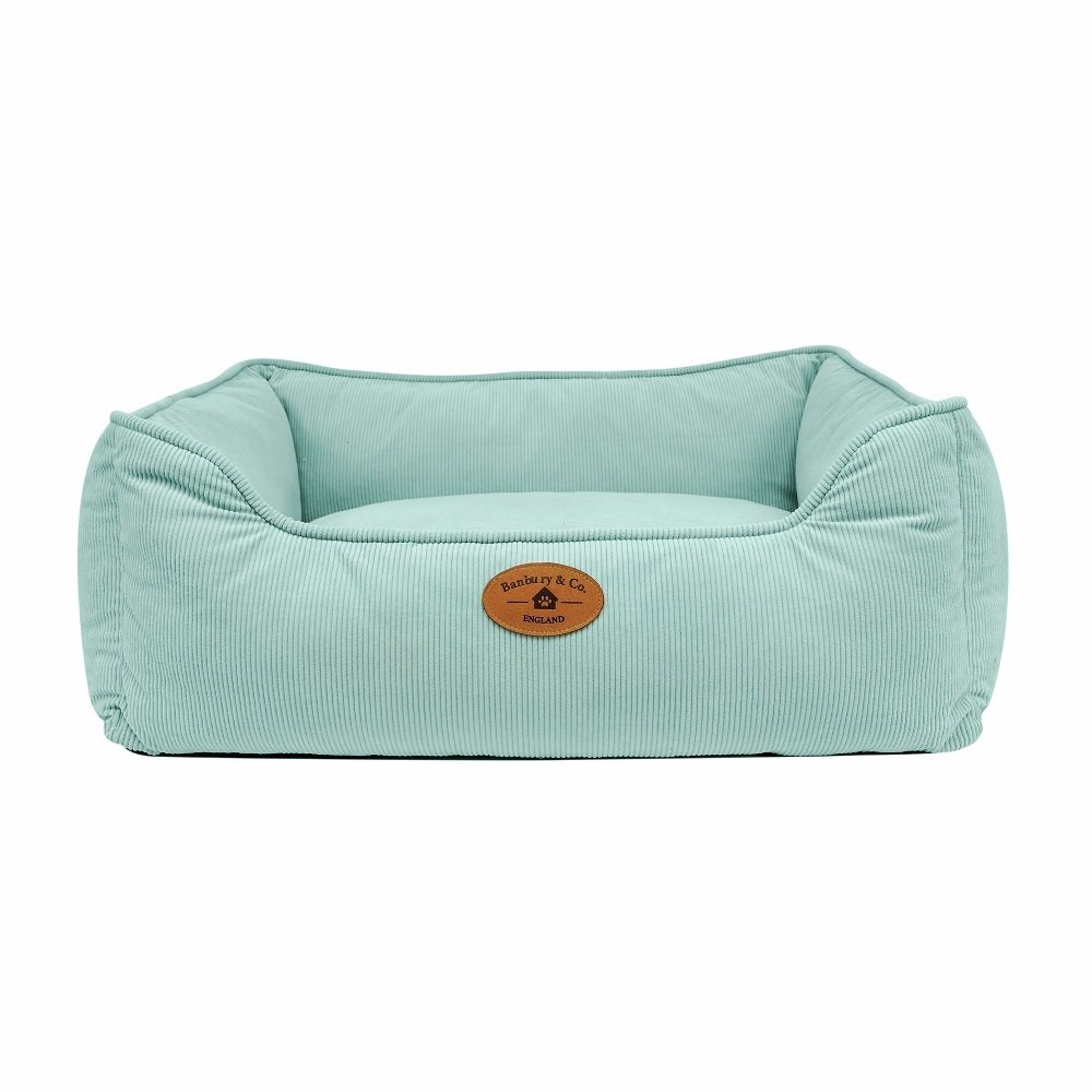 Banbury & Co Seafoam Corduroy Box Dog Bed - Extra Large