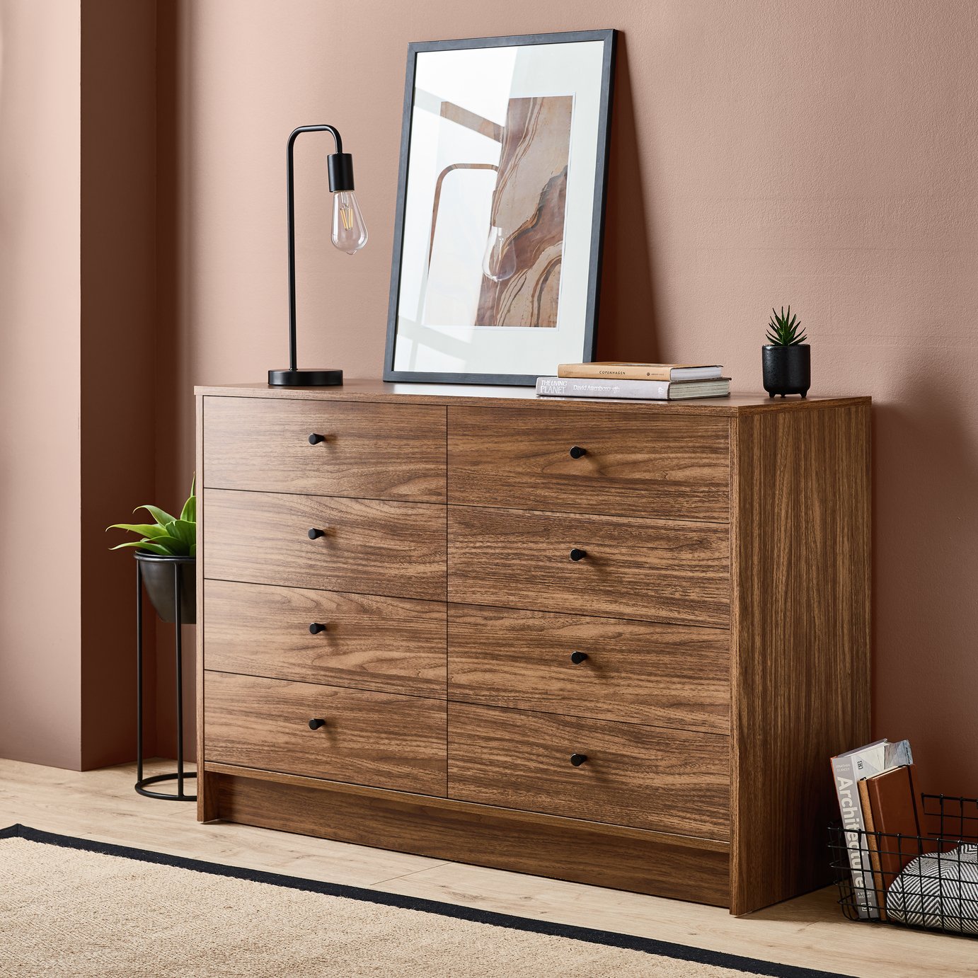 Argos Home Malibu 8 Drawer Chest - Walnut