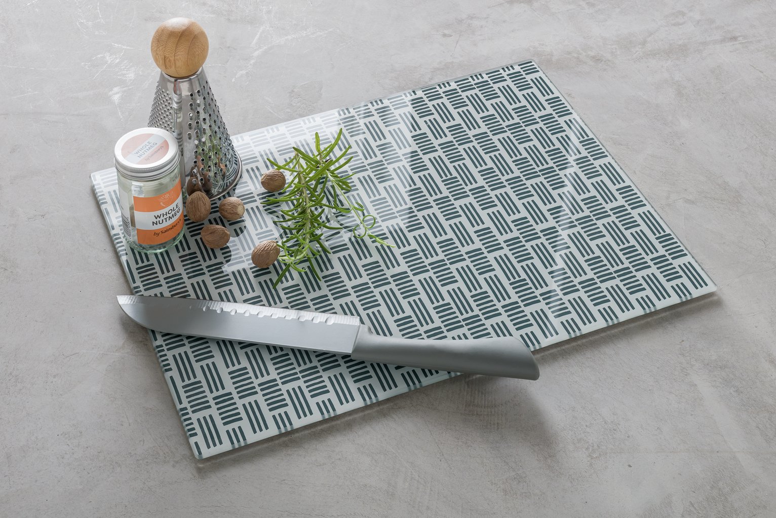 Argos Home Rectangular Patterned Glass Work Top Saver - Grey