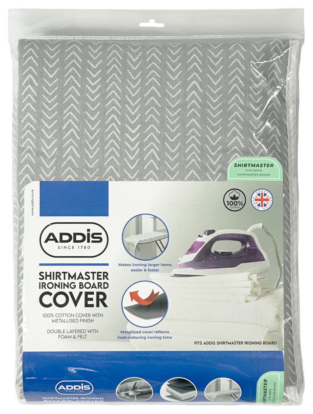 Addis 125 x 41cm Shirt Master Ironing Board Cover - Grey