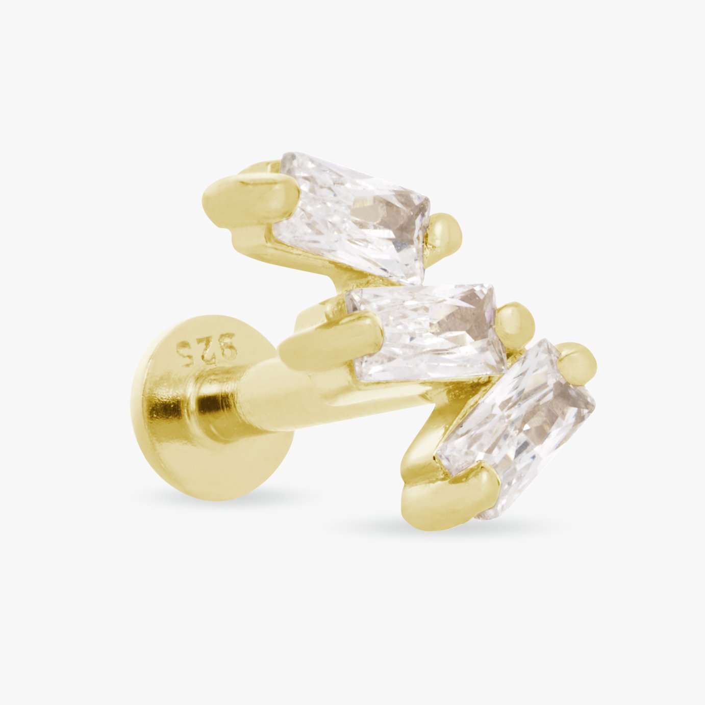 Revere Sterling Silver Baguette Trilogy Flatback Earring