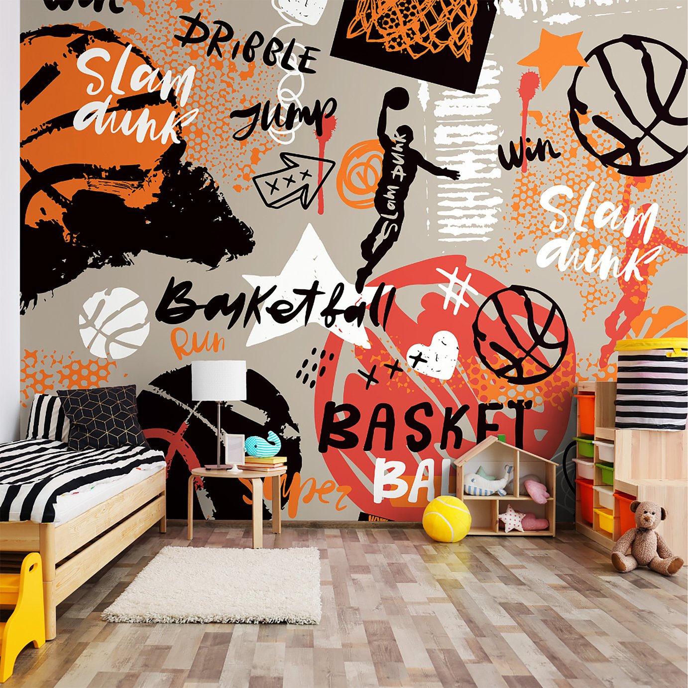 Origin Murals Graffiti Basketball Orange Wall Mural