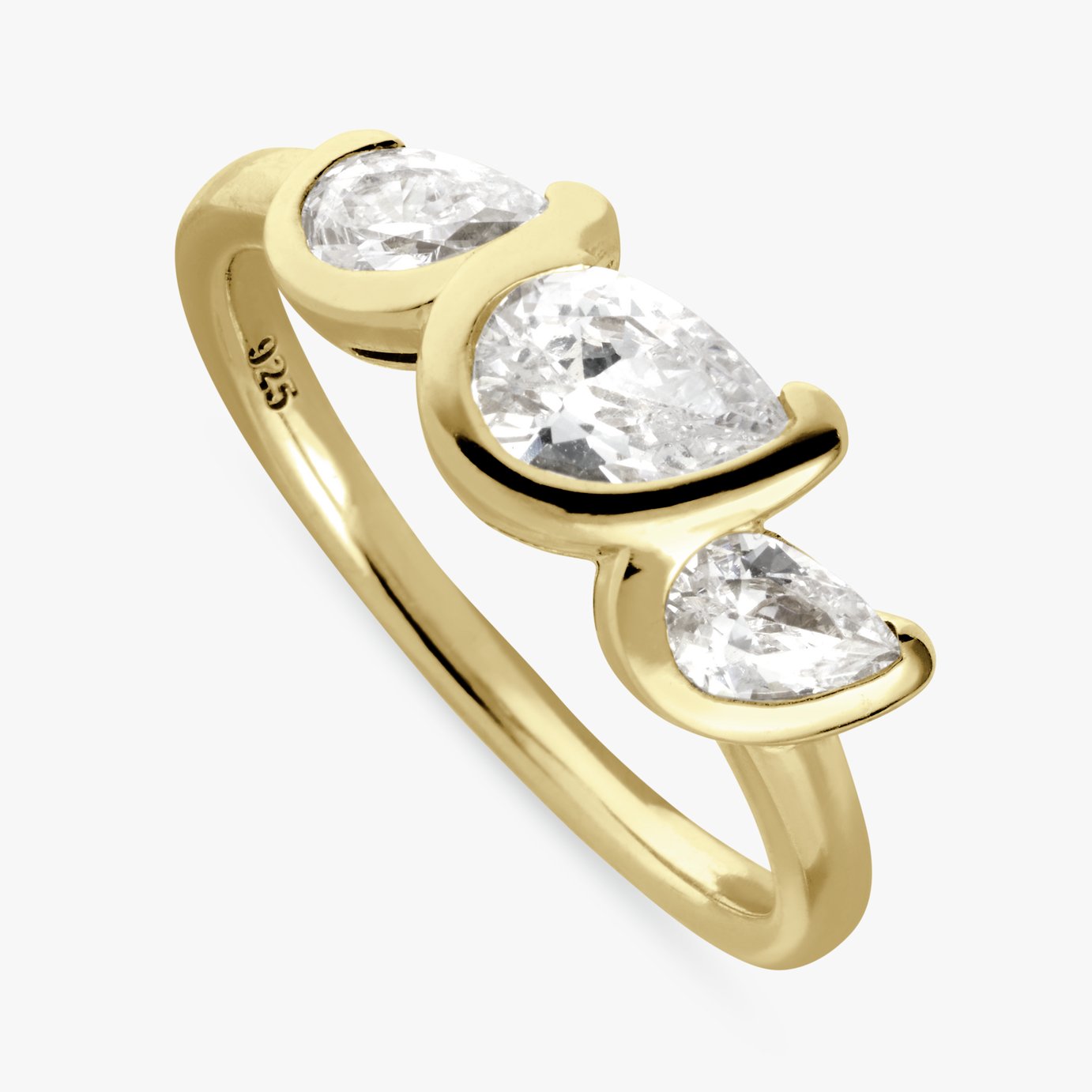 Revere Gold Plated Silver Trilogy Dress Ring