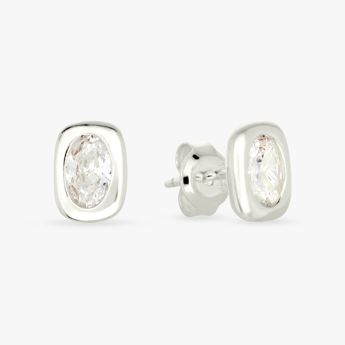 Revere Sterling Silver White Cubic Zirconia Stud Earrings