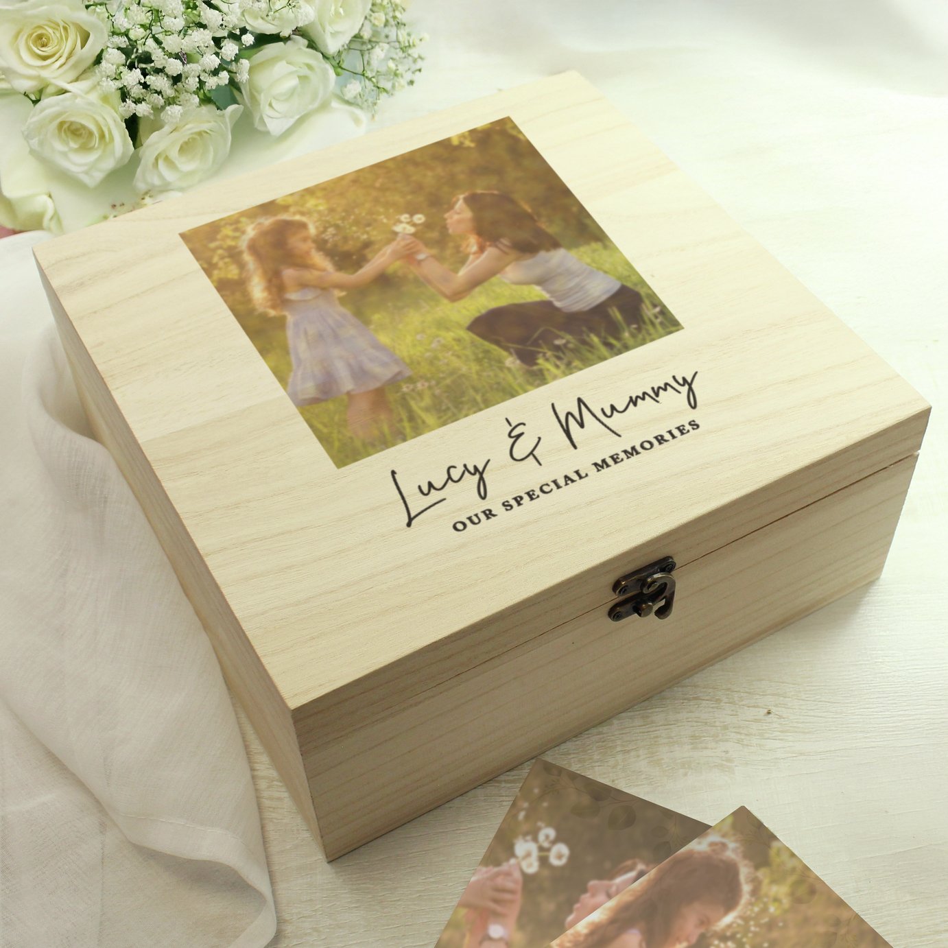 Personalised Message Photo Memory Wooden Box