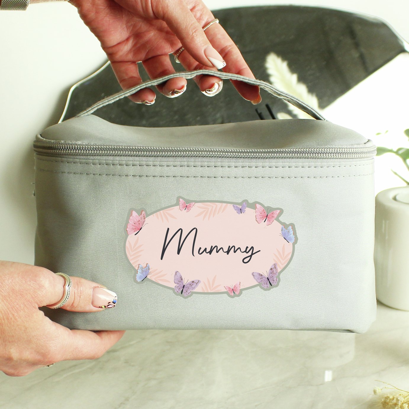 Personalised Message Name Only Butterfly Design Toiletry Bag