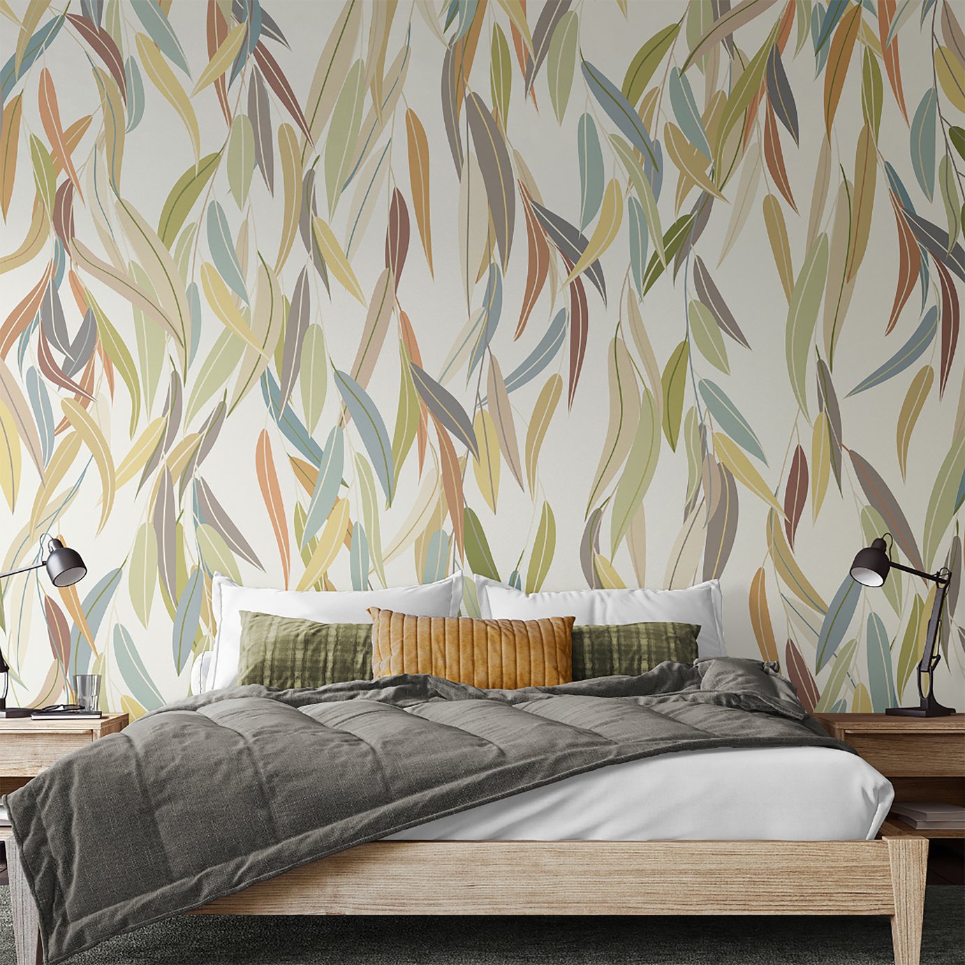 Origin Murals Willow Leave Natural Stone Wall Mural