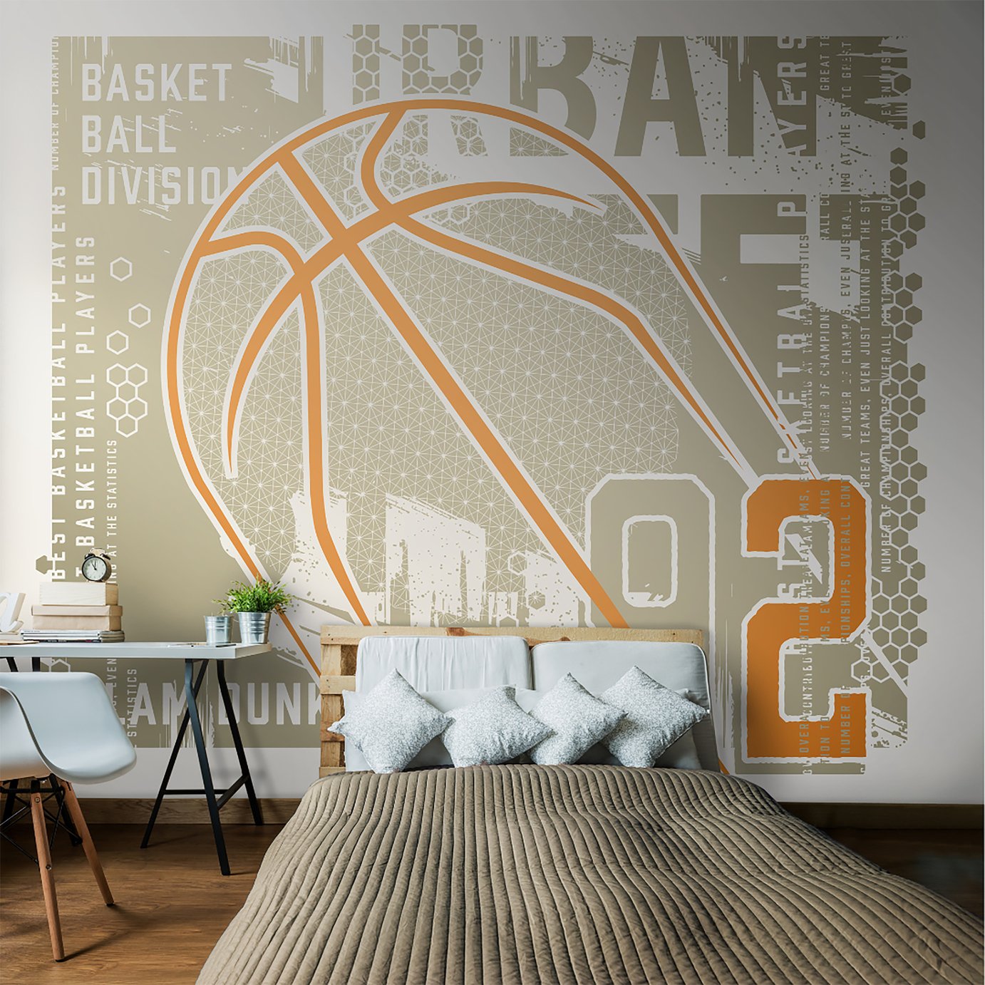 Origin Murals Modern Basketball Grey Wall Mural