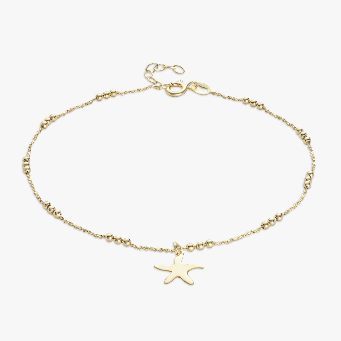 Revere 9ct Gold Plated Sterling Silver Starfish Anklet