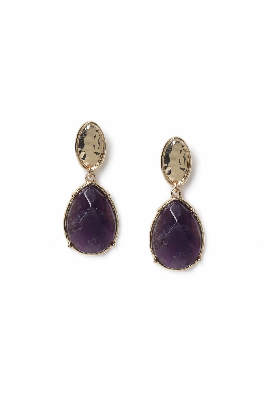 Freedom Purple Stone Gold Drop Earrings