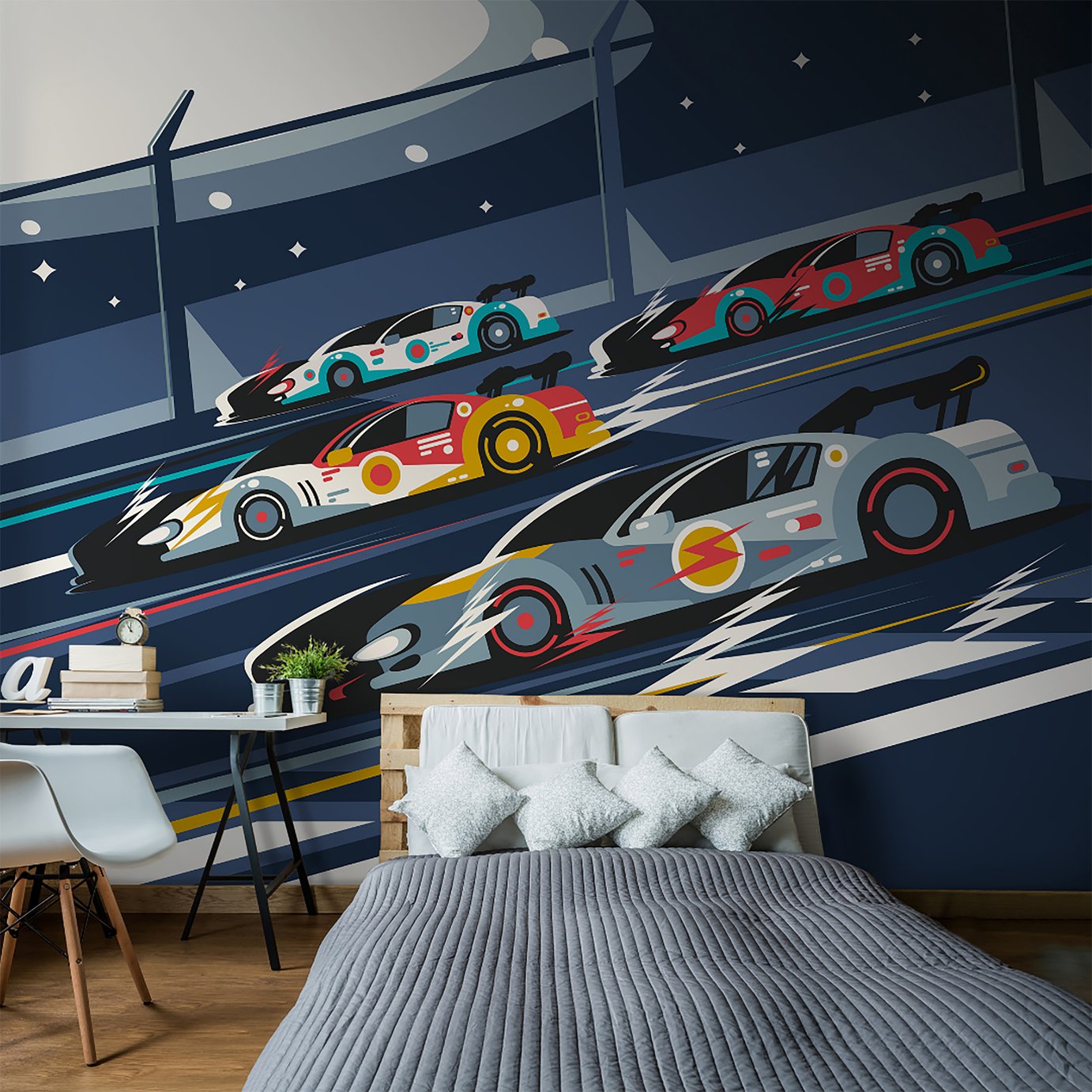 Origin Murals Sports Cars Navy Blue Wall Mural