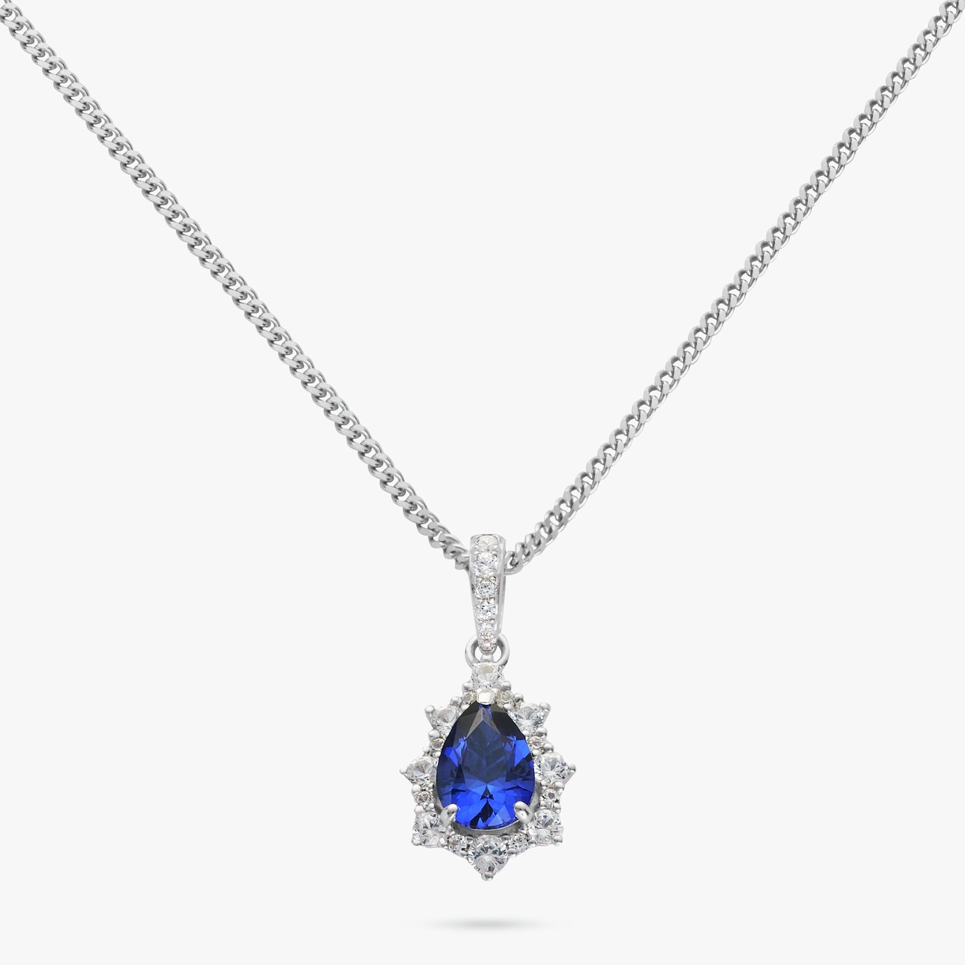 Revere Sterling Silver Sapphire Stone Pendant Necklace