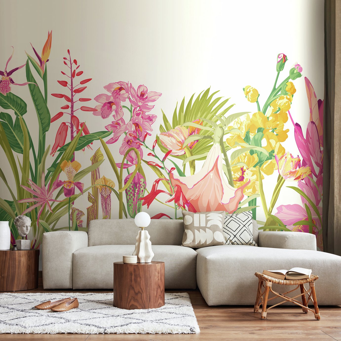 Origin Murals Tropical Foliage Rose Pink Wall Mural