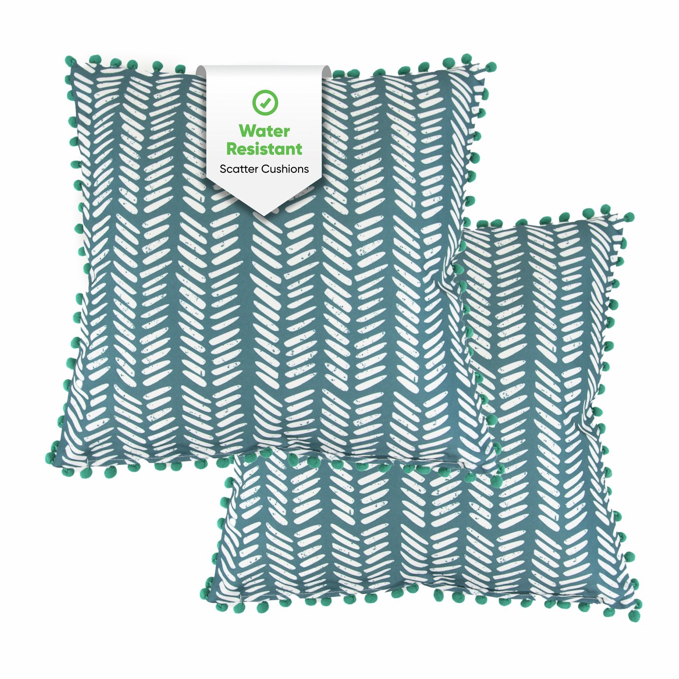 Streetwize Garden Teal Fern Garden Chair Cushion - Pack of 2