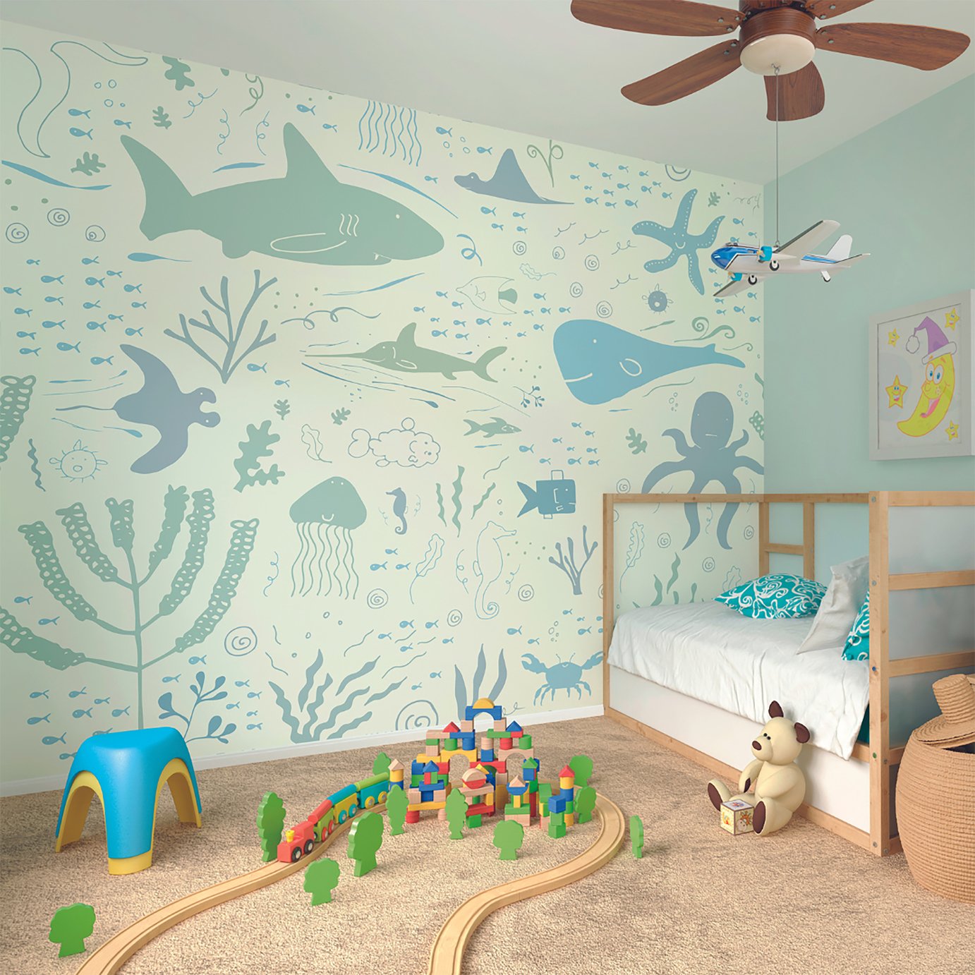 Origin Murals Underwater Adventure Seafoam Wall Mural