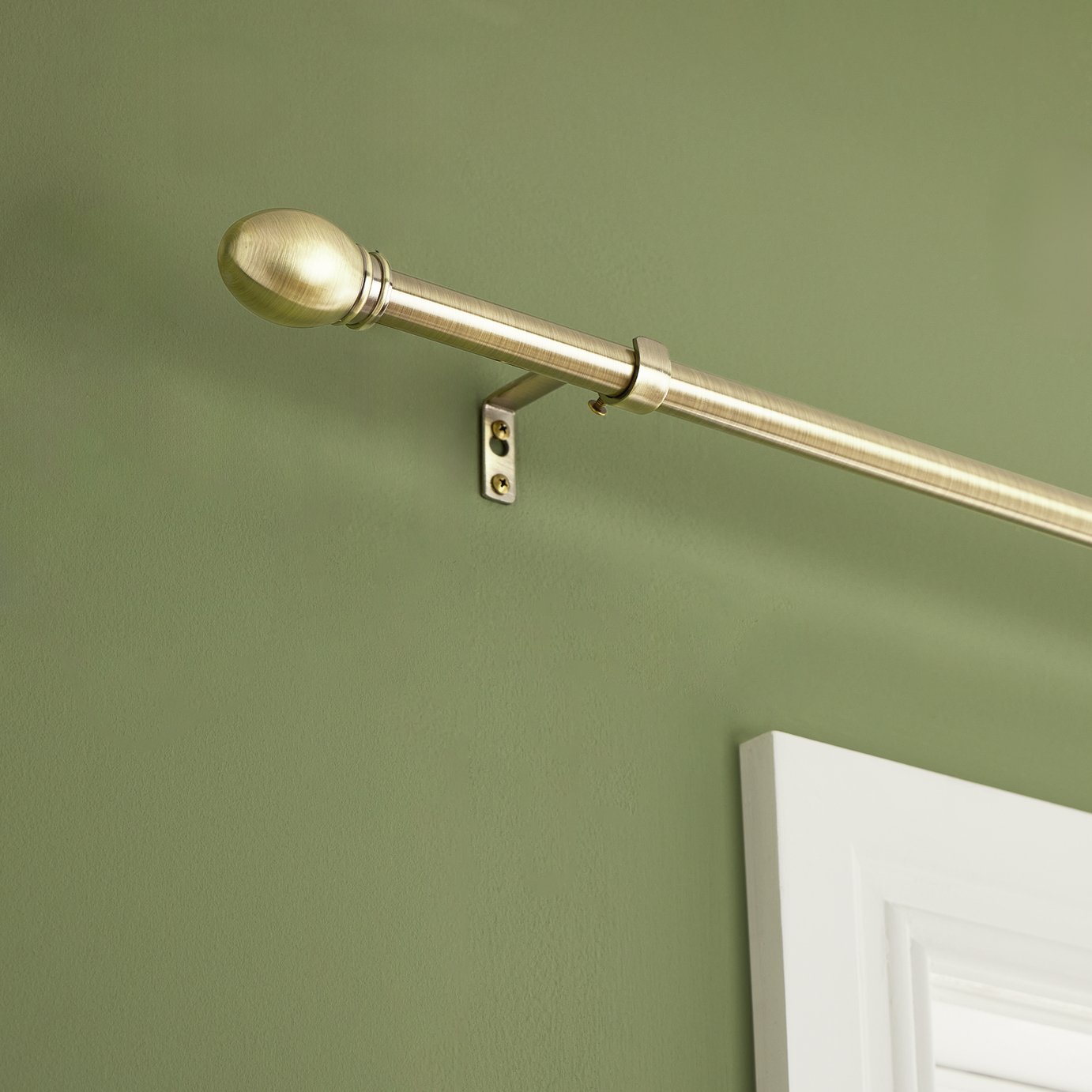 Argos Home Extendable Metal Pommel Brass Curtain Pole - 120 - 210cm