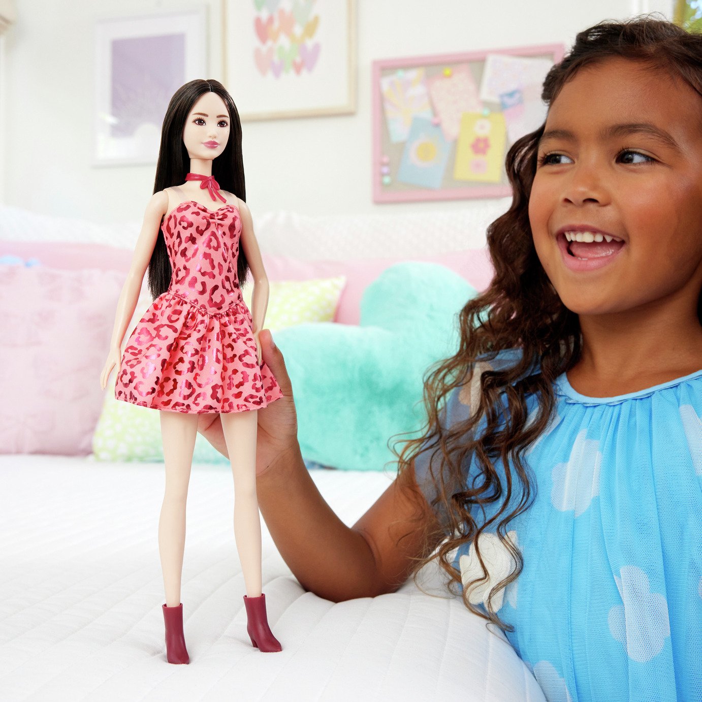 Barbie Fashionistas Doll in Pink Leopard dress - 32cm