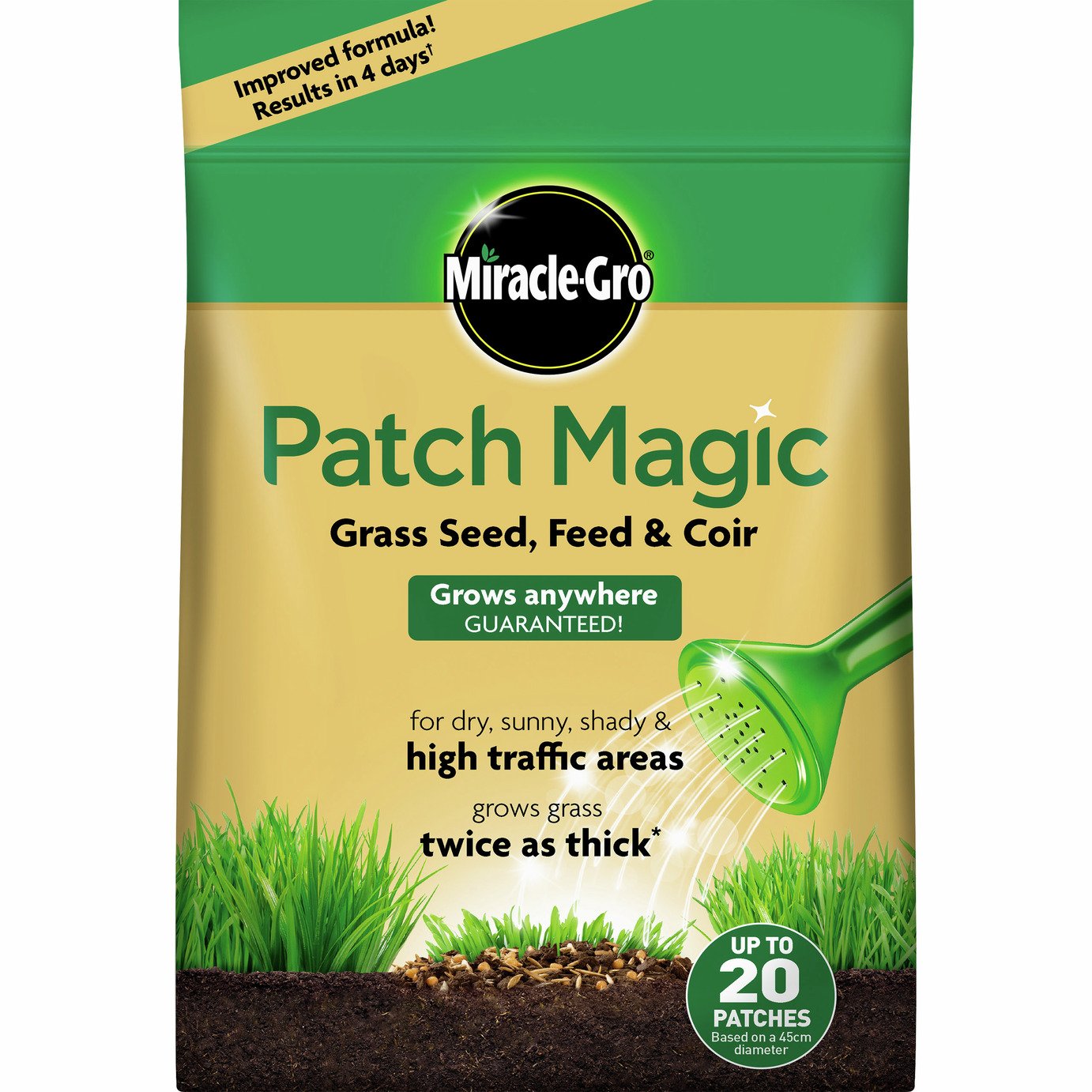 Miracle-Gro Patch Magic Grass Seed, Feed And Coir - 3.6Kg