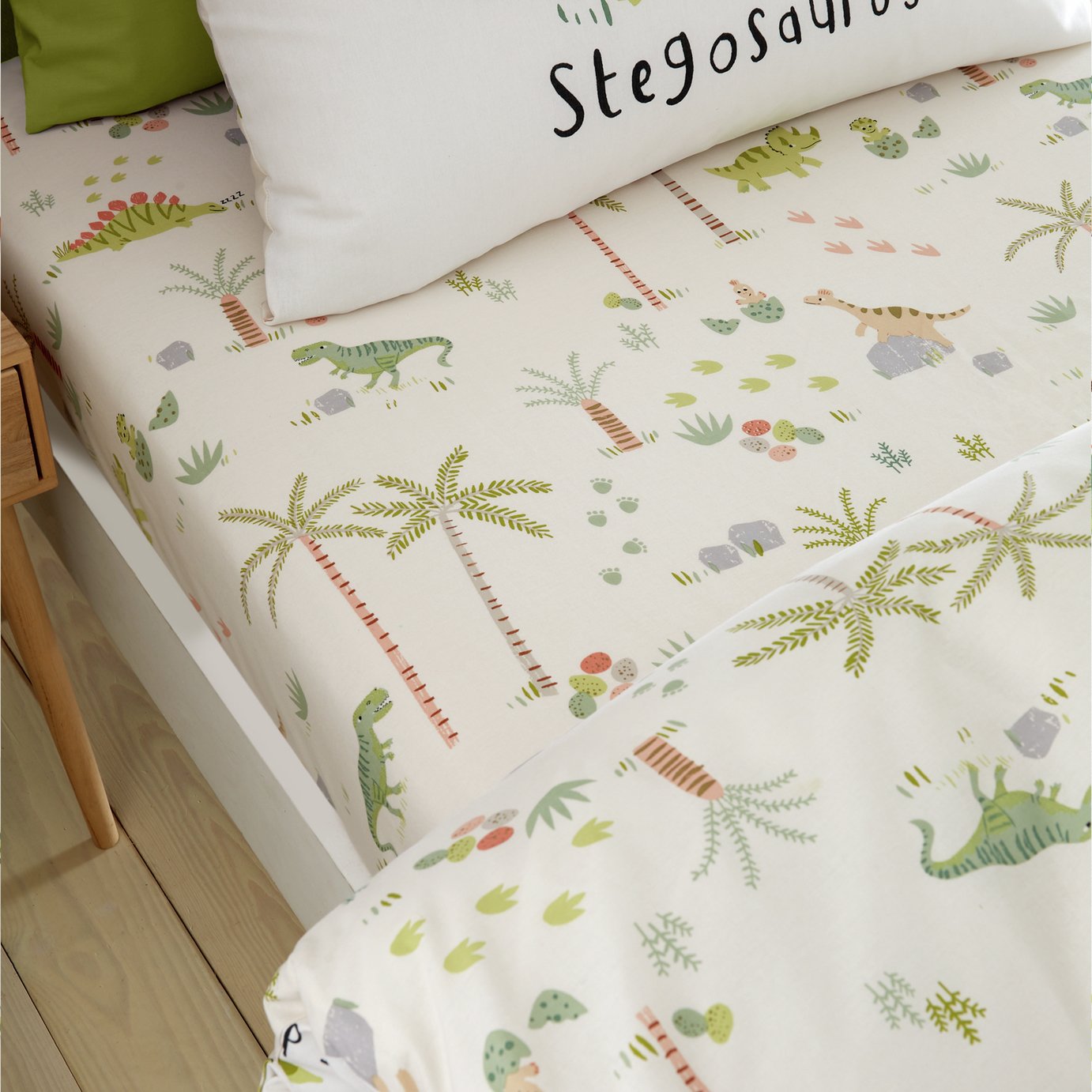 Catherine Lansfield Sleepy Dino Fitted Sheet - Single