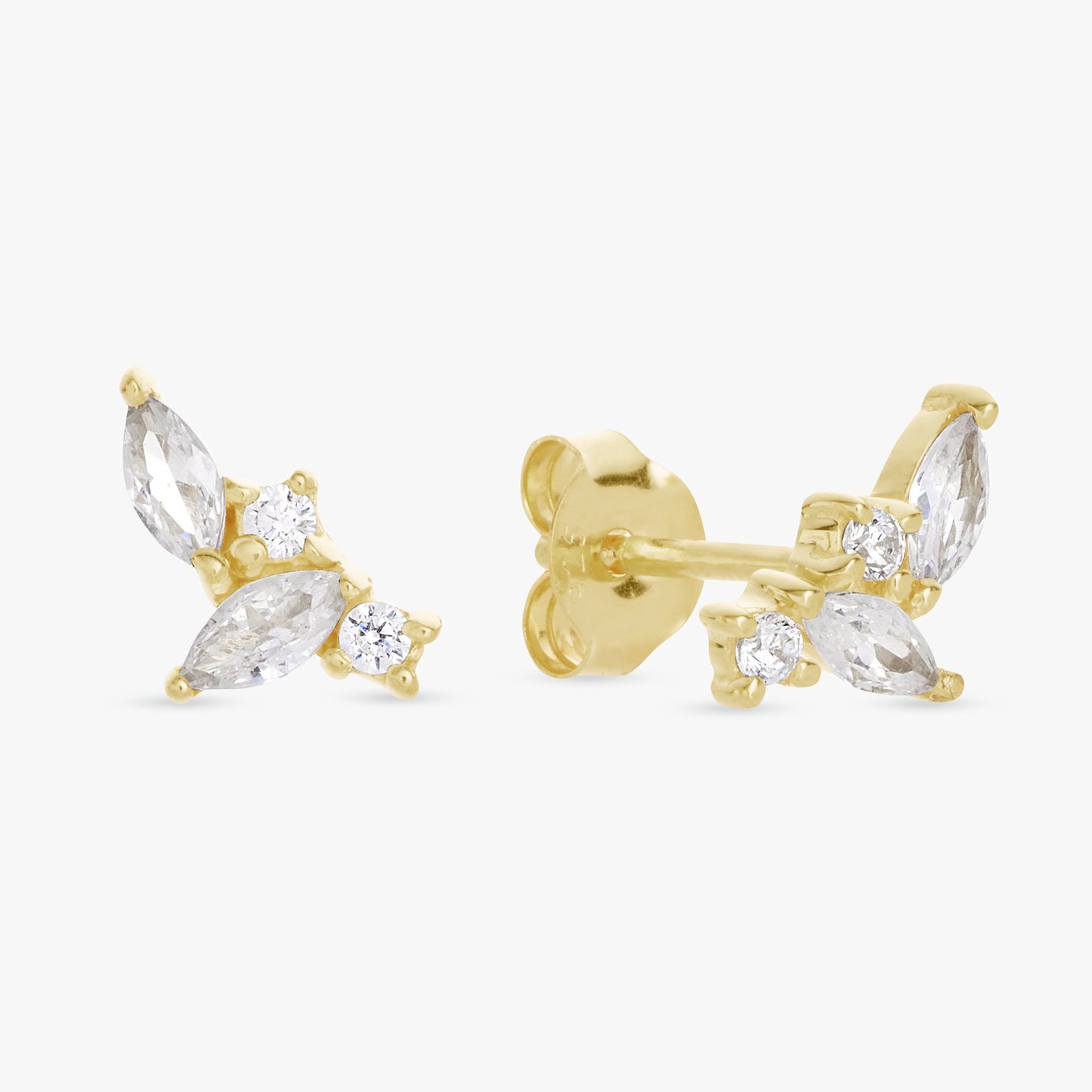 Revere Gold Plated Sterling Silver Marquise Stud Earrings