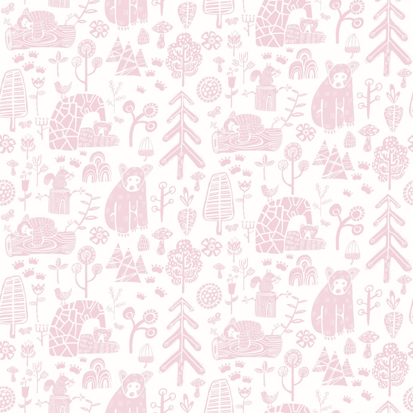 Ohpopsi Honeywood Bears Pink Wallpaper