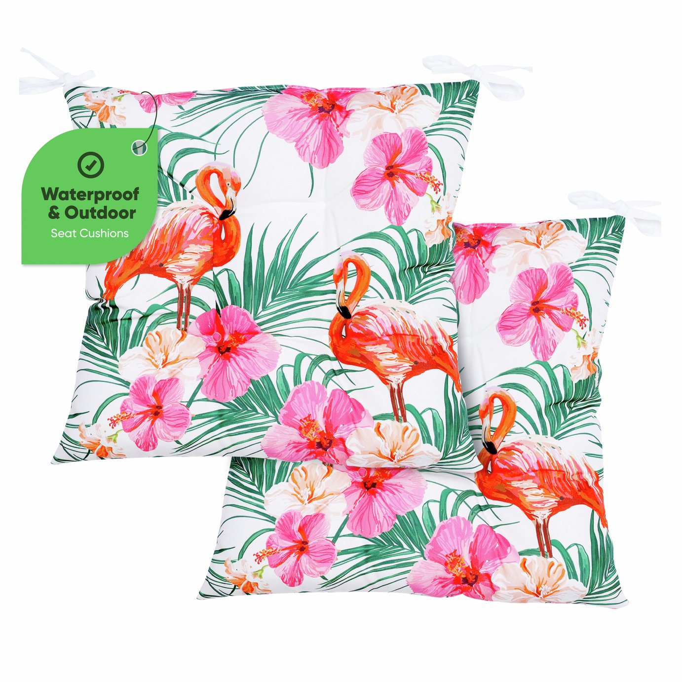 Streetwize Garden Flamingo Palm Seat Cushion - Pack of 2
