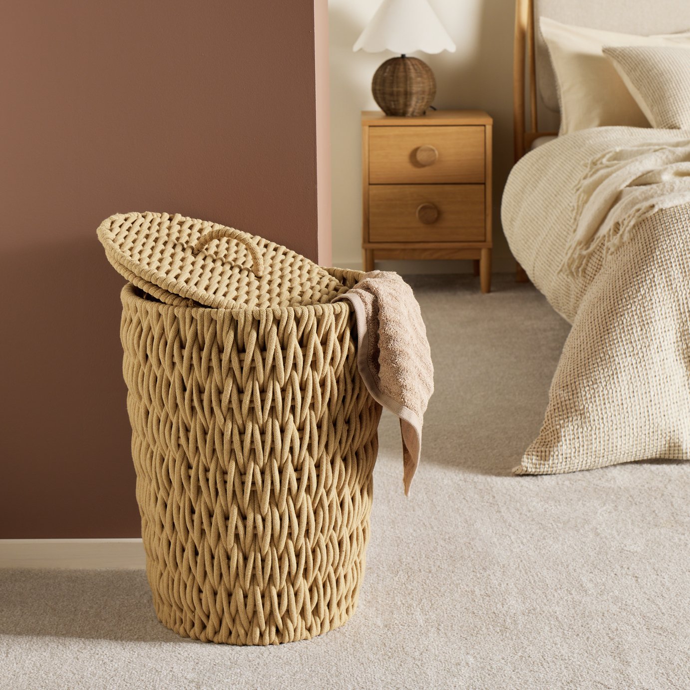 Argos Home 50L Chunky Knit Laundry Basket - Natural