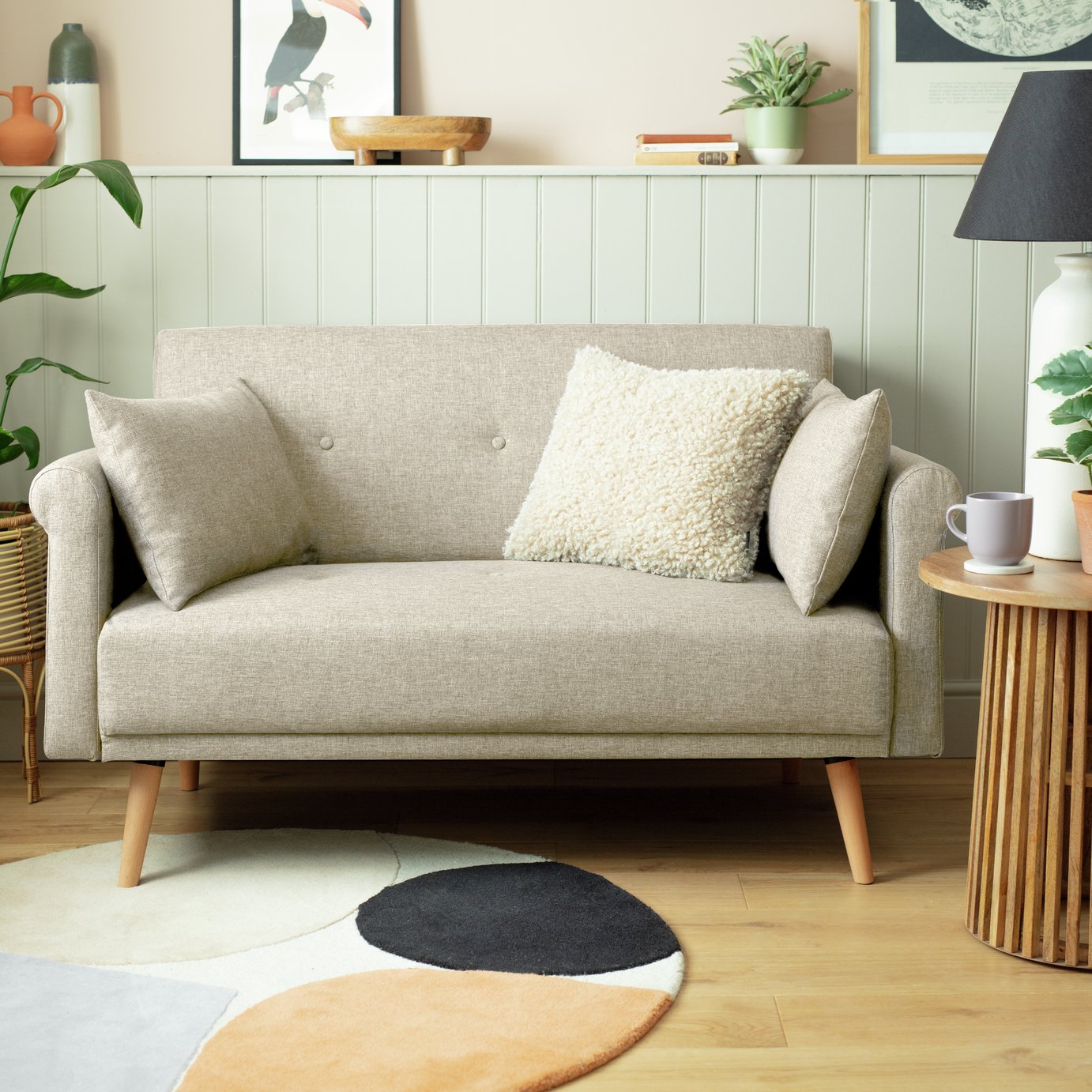 Argos Home Evie Fabric 2 Seater Sofa - Natural