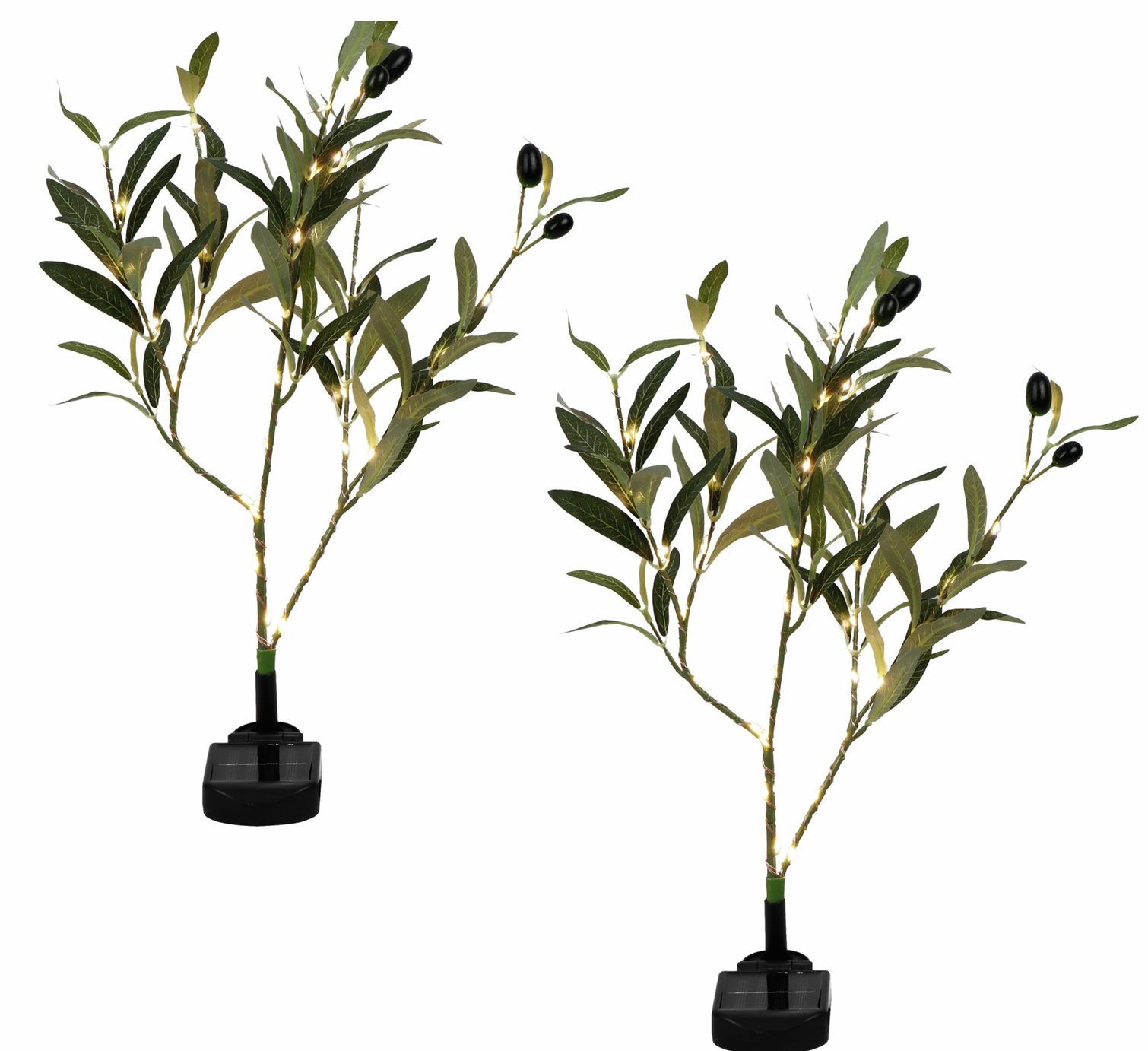 Streetwize Garden White Olive Tree Solar Lights - Pack of 2