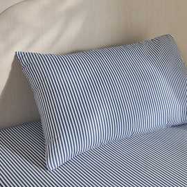 Habitat Oxford Printed Stripe Blue Pillowcase