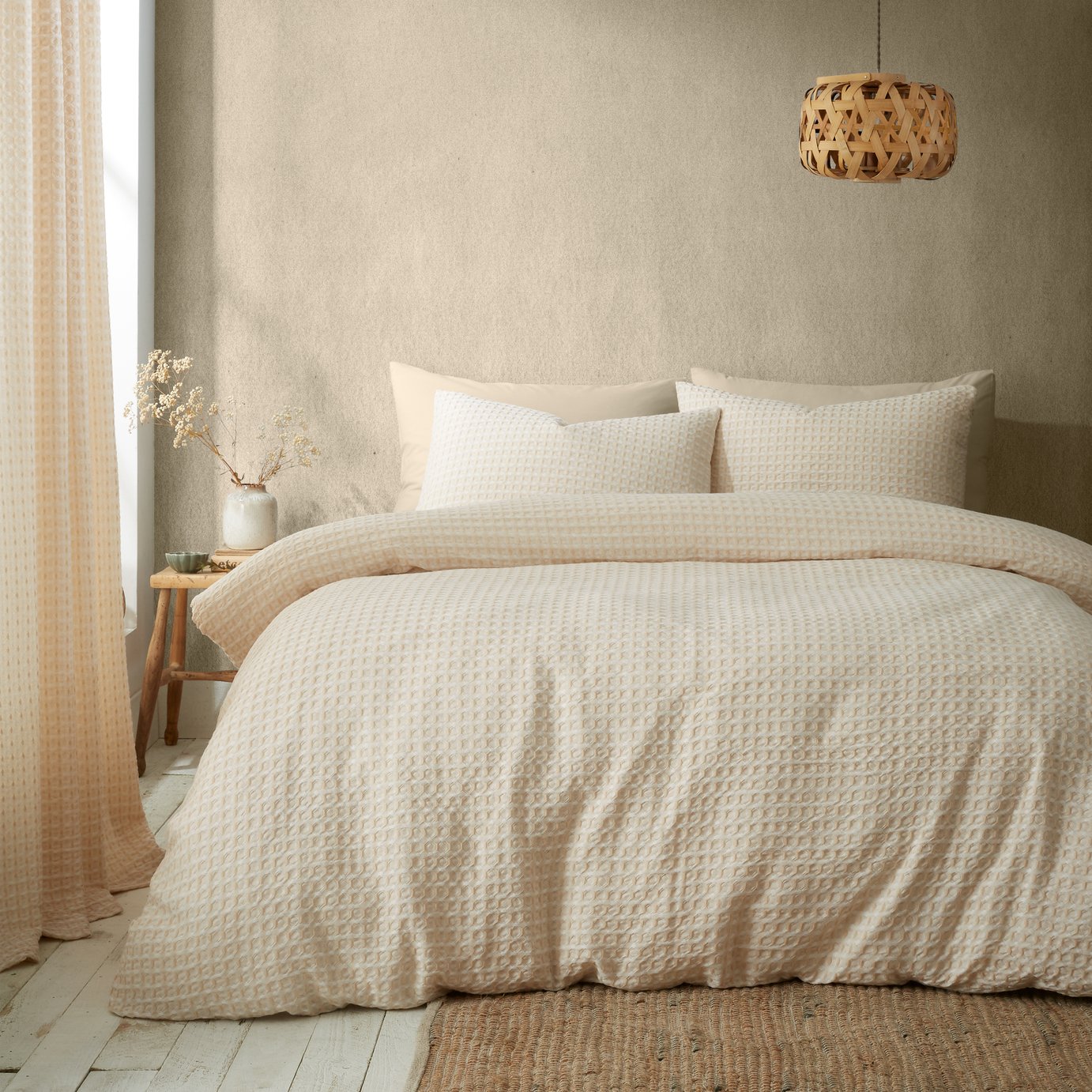 Pineapple Elephant Muscat Waffle Natural Bedding Set