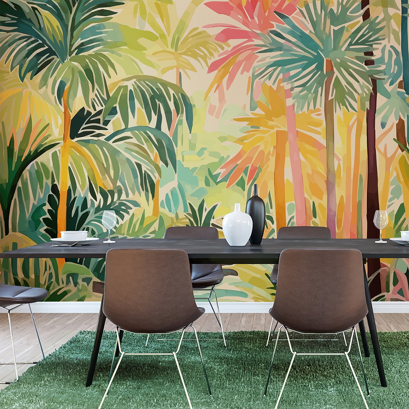 Origin Murals Pretty Palms Emerald Green Wall Mural