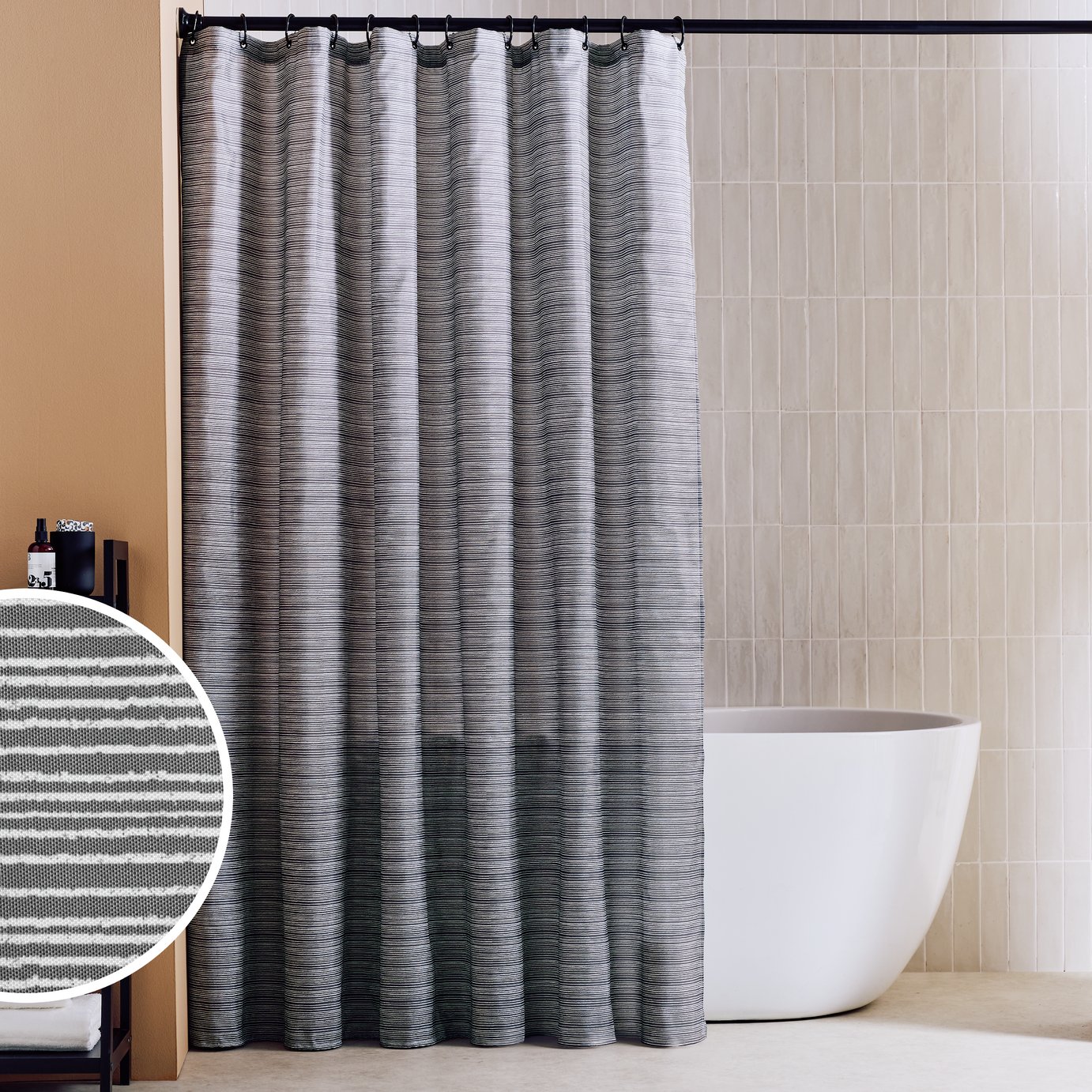 Argos Home Stockholm Stripe Antibacterial Shower Curtain