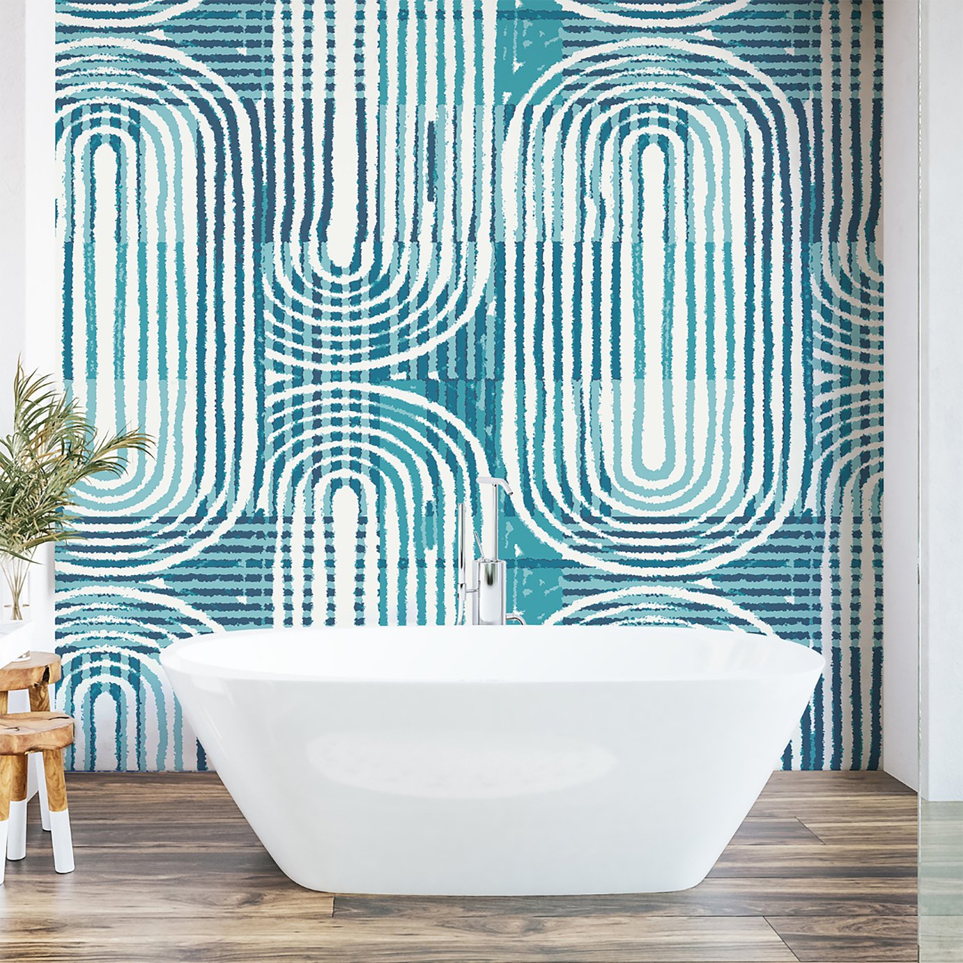 Origin Murals Curved Line Texture Blue Wall Mural