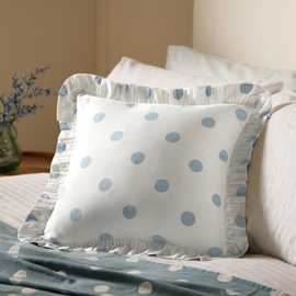 Argos Home Polka Dot Print Ruffle Cushion Blue - 43x43cm