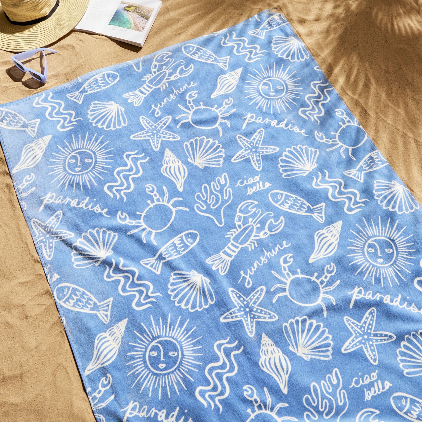 Argos Home Sea Shell Beach Towel - Blue