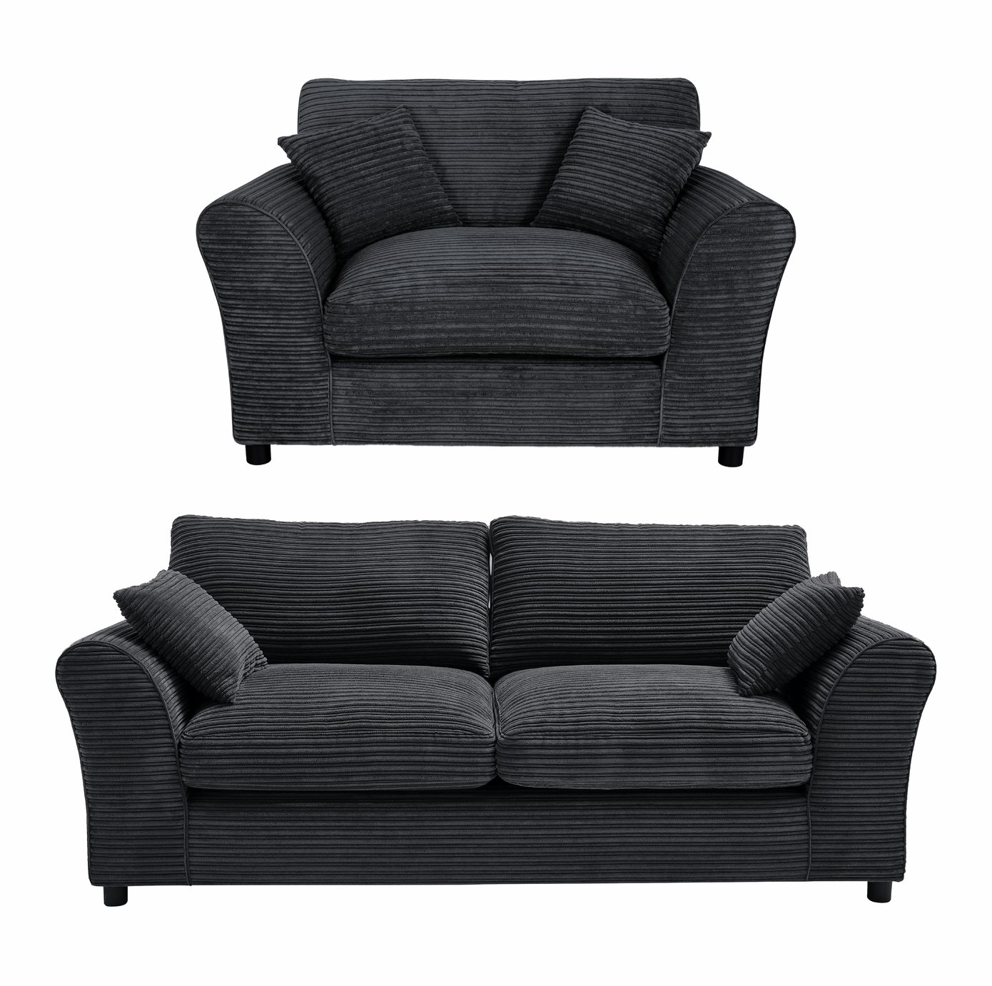 Argos Home Harry Fabric Chair & 3 Seater Sofa - Charcoal