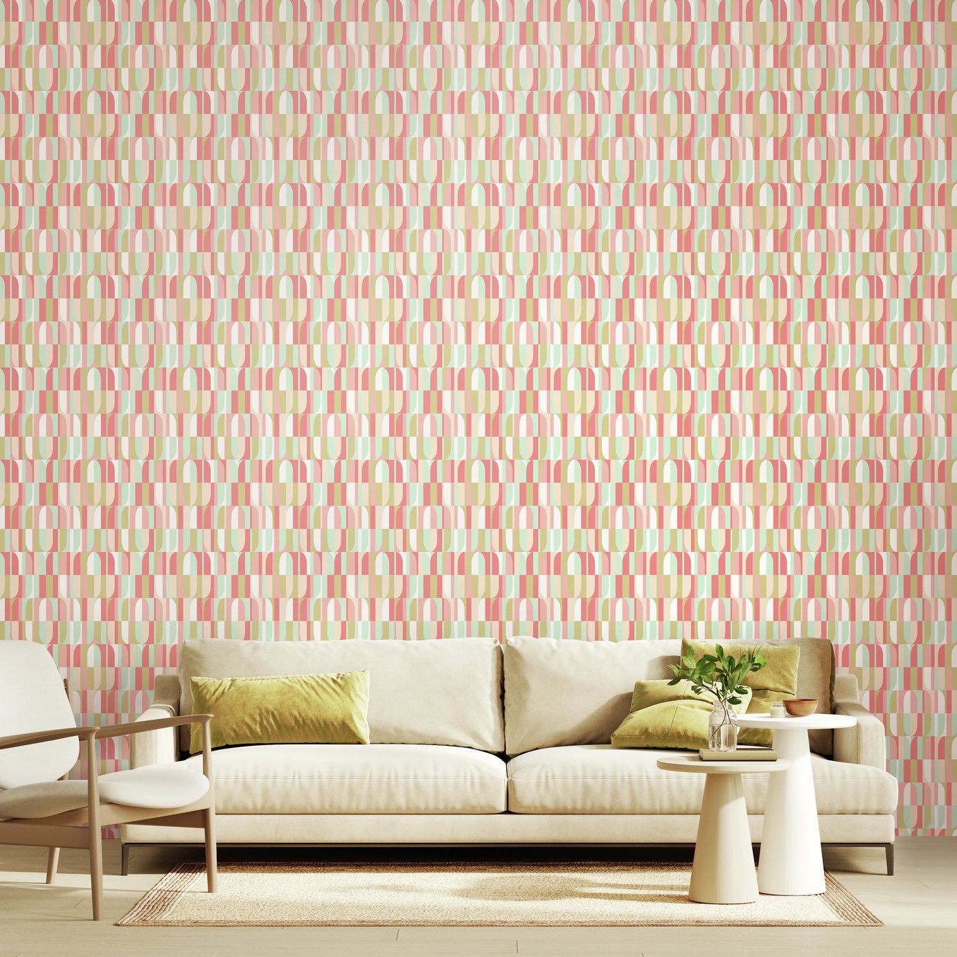Hoopla Walls Building Blocks Coral Mix Wallpaper