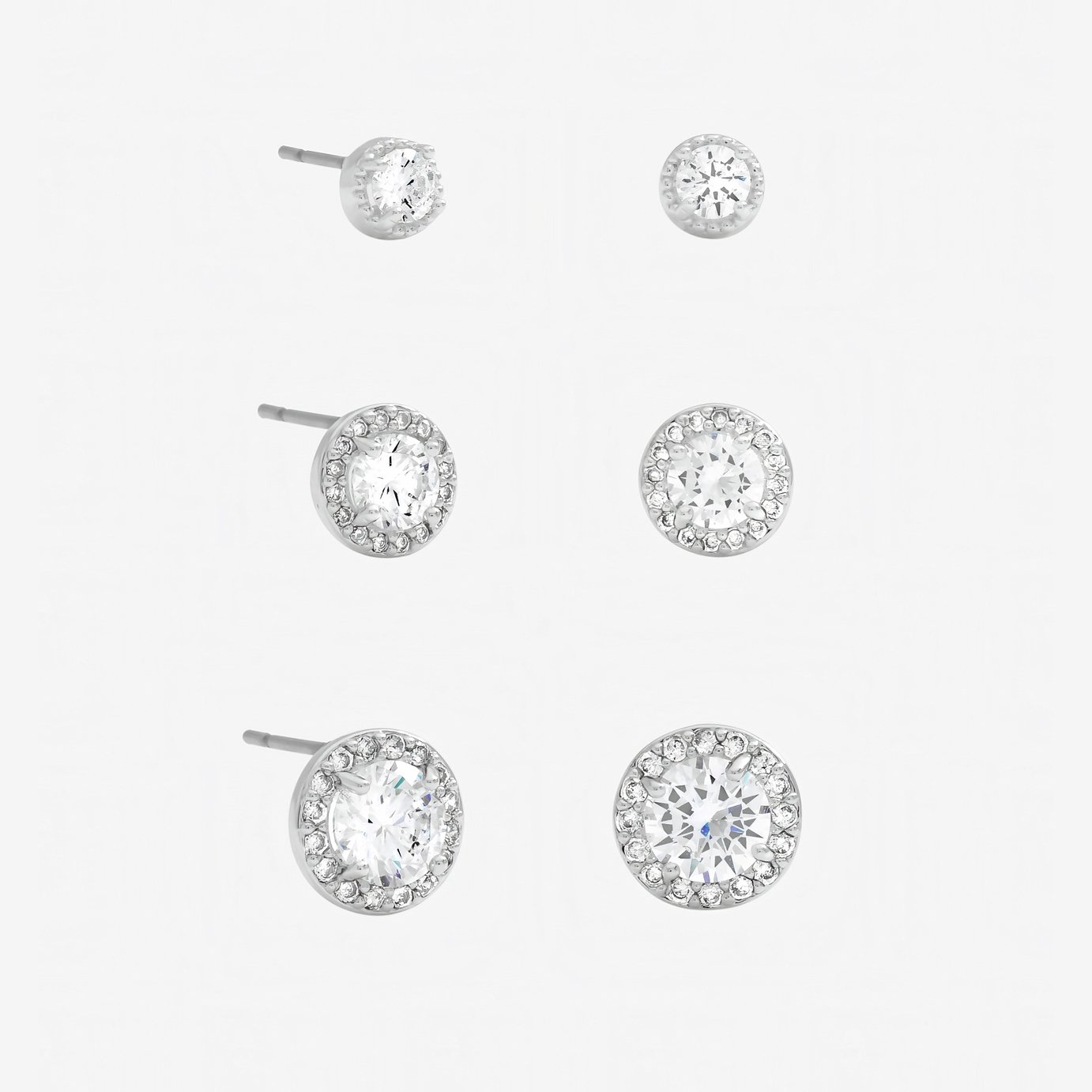 Jon Richard Silver Plated Crystal Halo Earrings