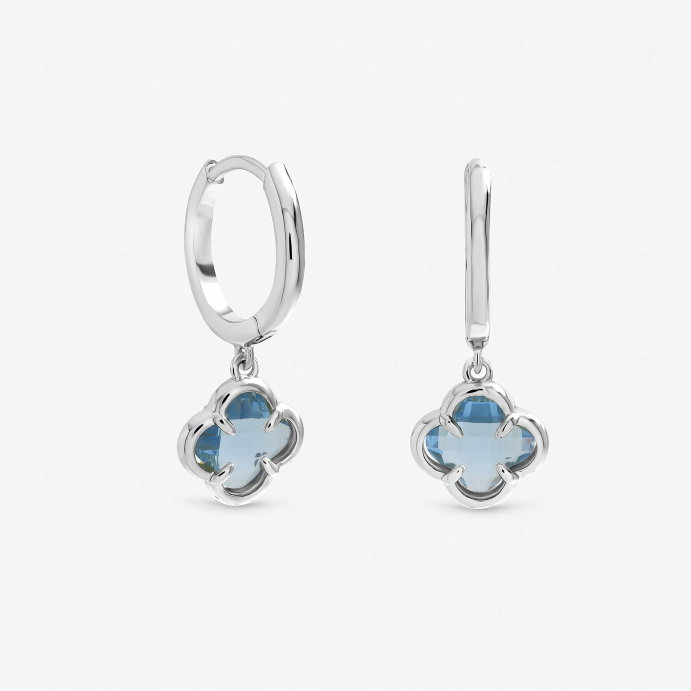 Inicio Sapphire Clover Charm Huggie Hoops Earrings