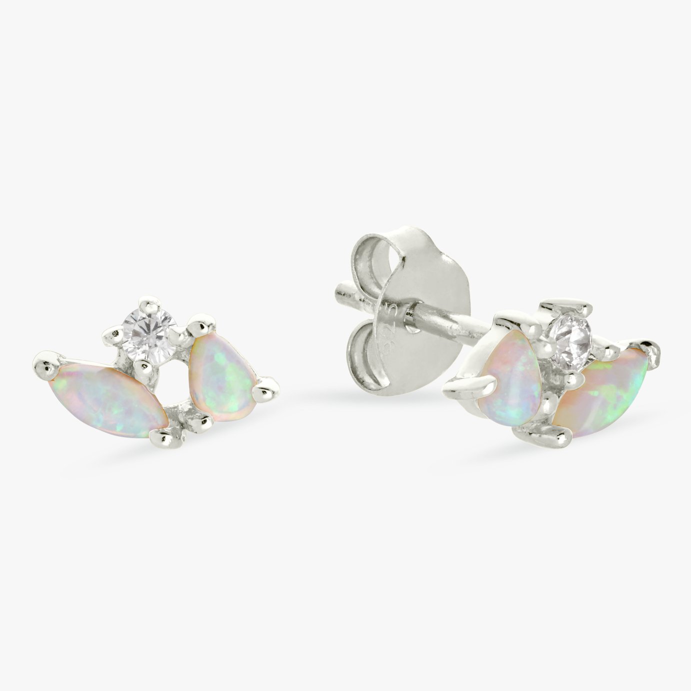 Revere Sterling Silver Dainty Opal Stud Earrings