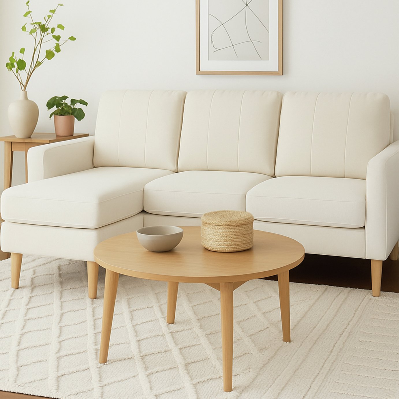 Aspire Compact Reversible Corner Chaise Sofa - Natural