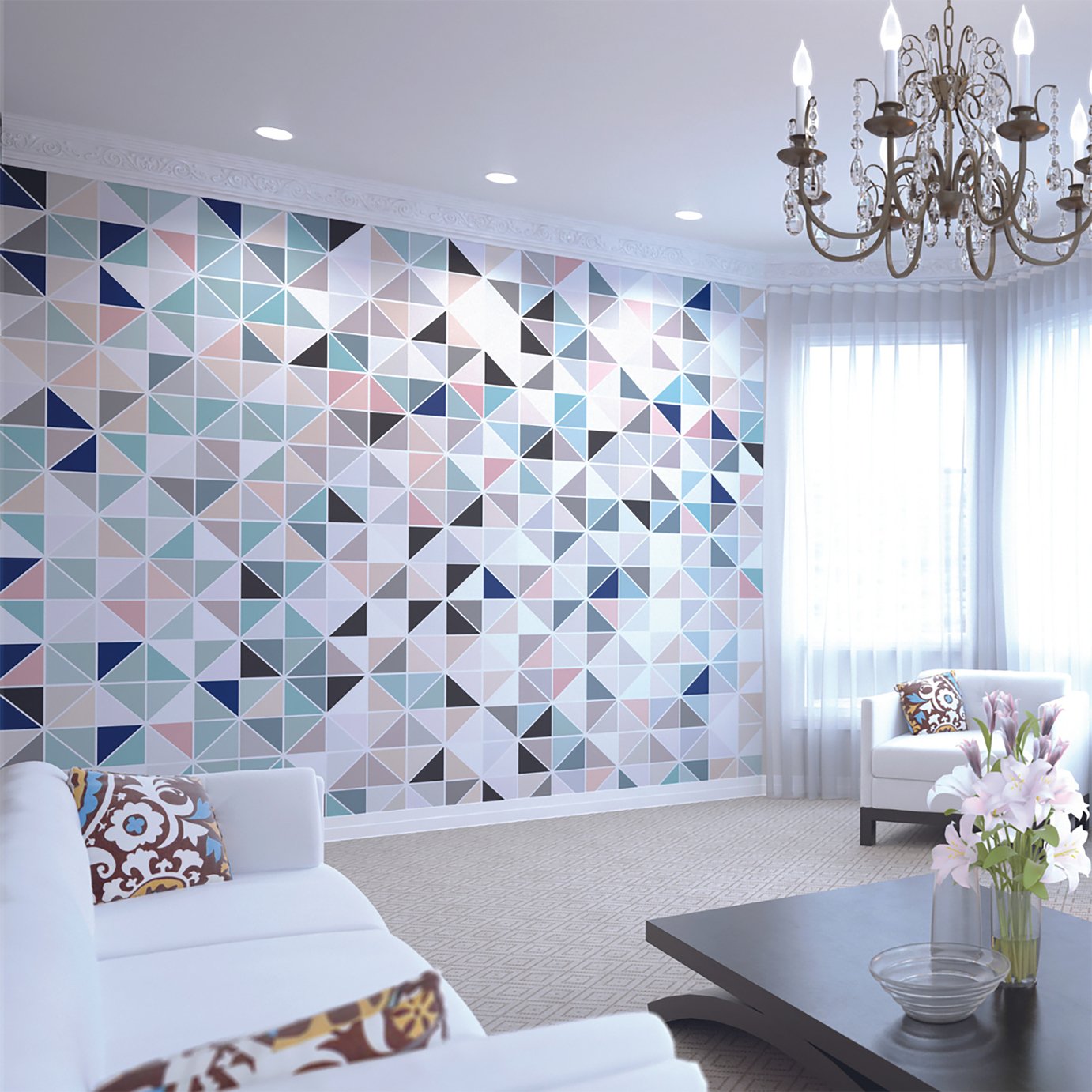 Origin Murals Geometry Blush and Jade Wall Mural