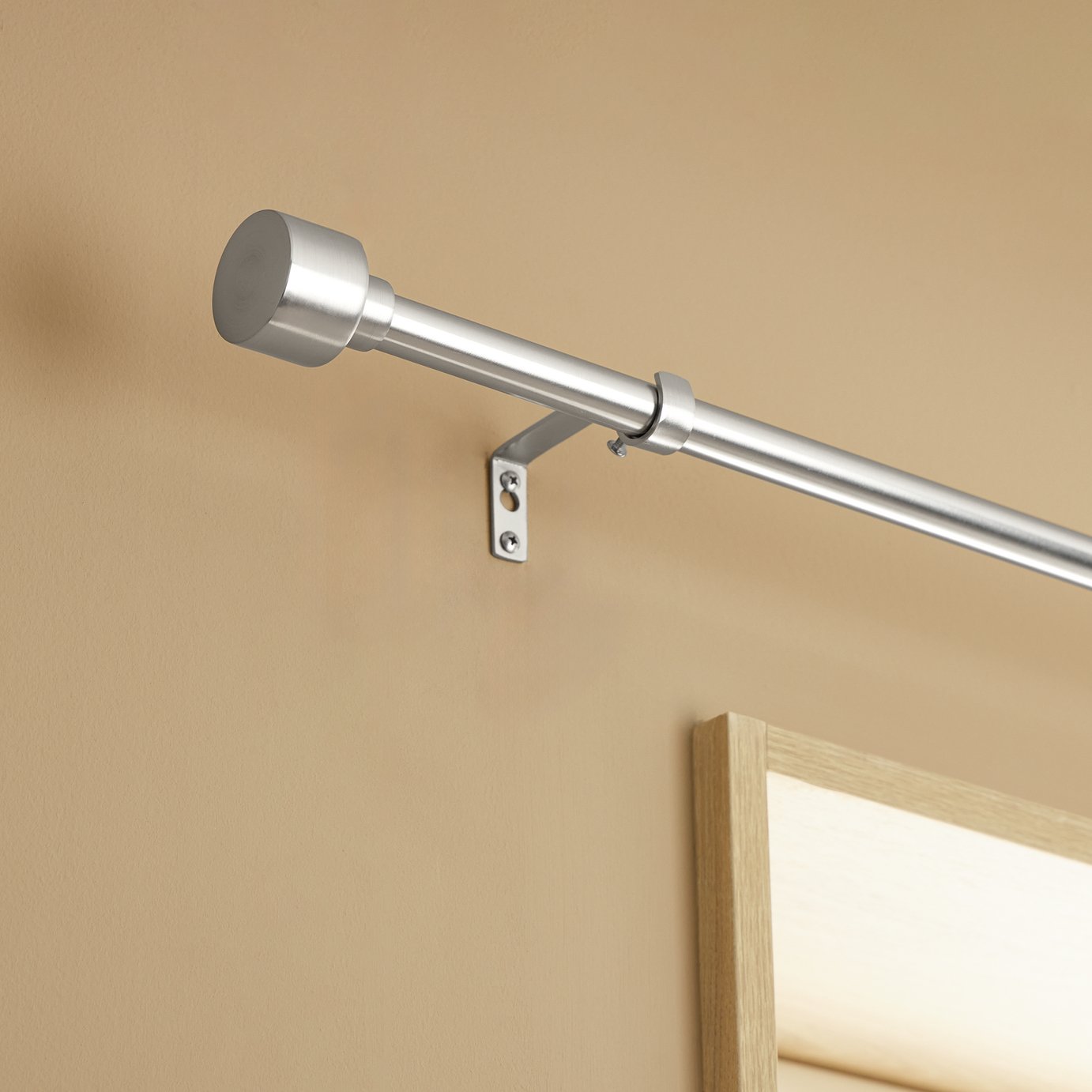 Argos Home Extendable Metal Stud Stainless Steel Curtain Pole - 120 - 210cm