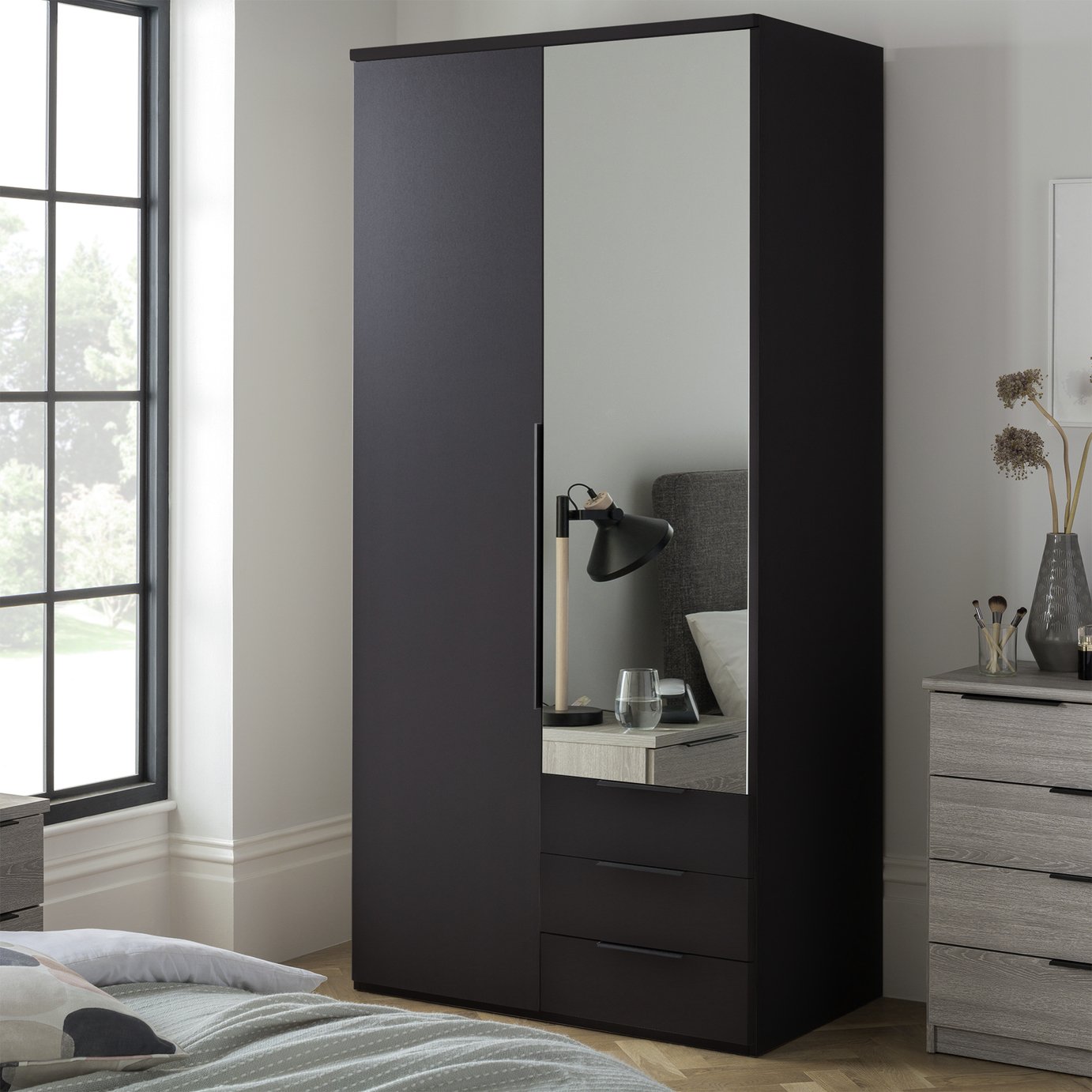 Argos Home Hallingford 2 Door 3 Drawer Mirror Wardrobe 
