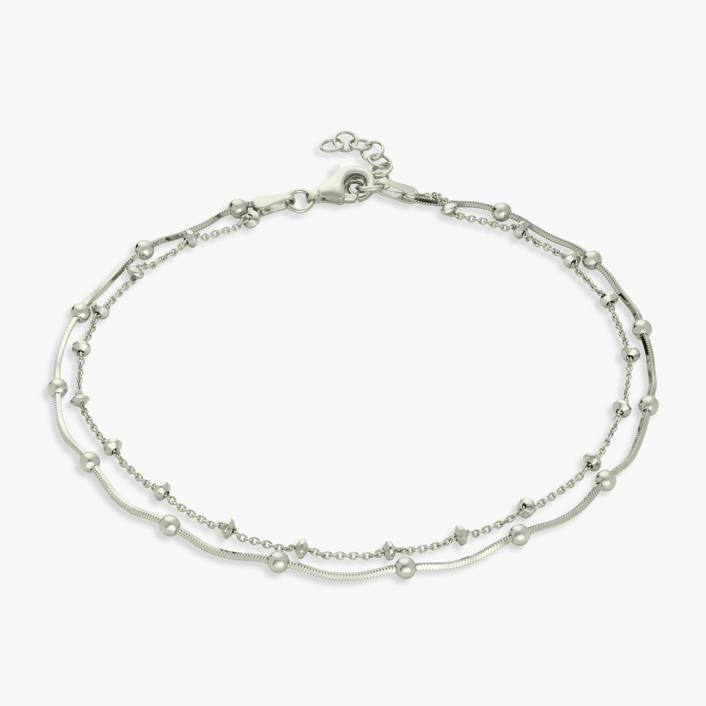 Revere Sterling Silver Double Beaded Chain Anklet