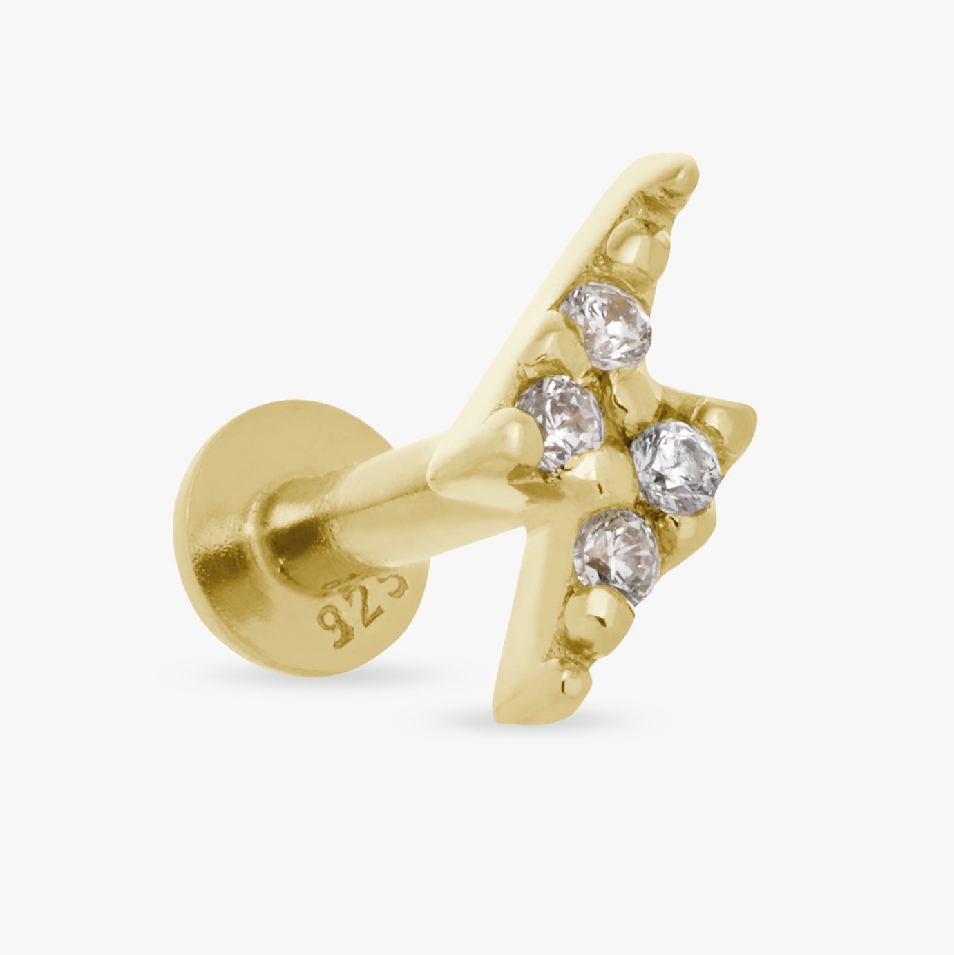 Revere Gold Plated Silver Lighting Bolt Flatback Earring