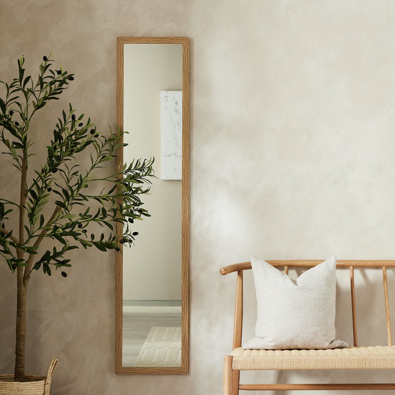  Home Essentials Oak Full Length Wall Mirror -120x30cm